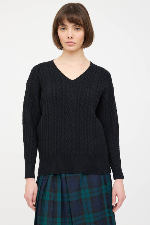 Sacai Cableknit Ruffled Sweater