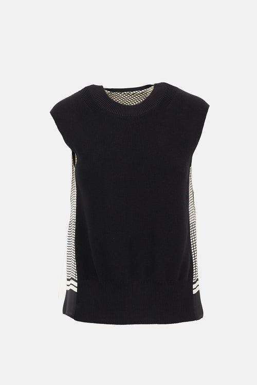 Sacai Ribbed Knit & Printed Top