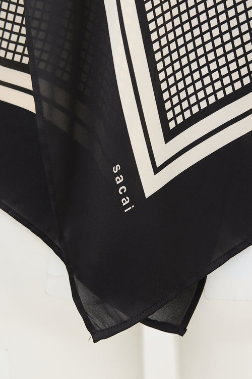 Sacai Ribbed Knit & Printed Top
