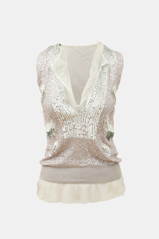 Sacai Sequin Sleeveless Top