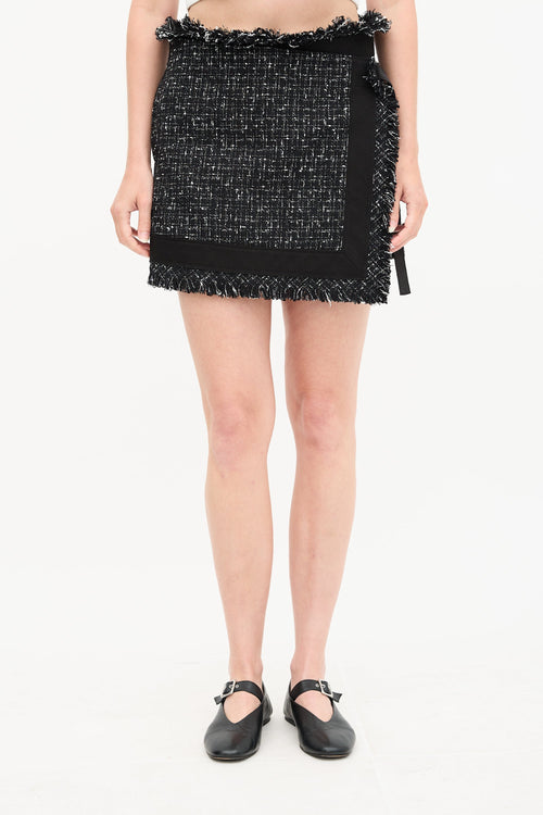 Sacai Tweed Fringe Wrap Shorts