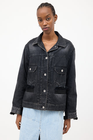 Sacai Washed Black Denim & Tweed Jacket