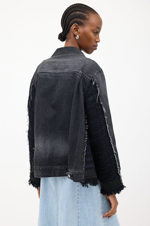 Sacai Washed Black Denim & Tweed Jacket