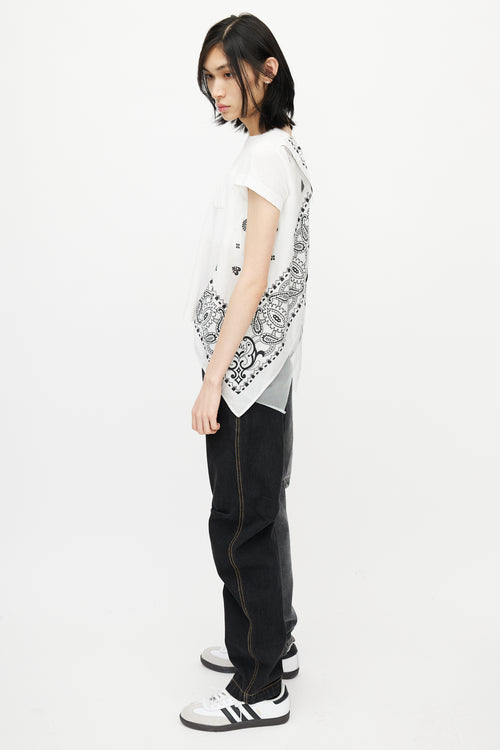Sacai White & Black Bandana Wrap T-Shirt