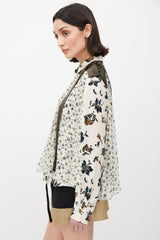 Sacai Green & Multicolour Asymmetrical Floral Shirt