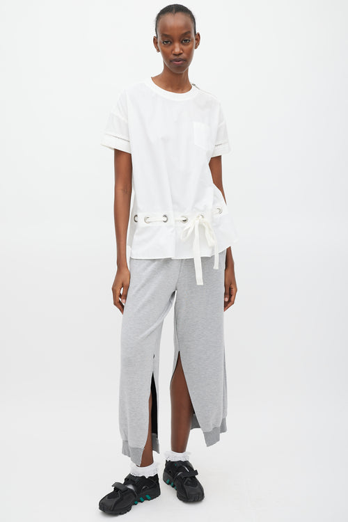 Sacai White & Silver Grommet T-Shirt