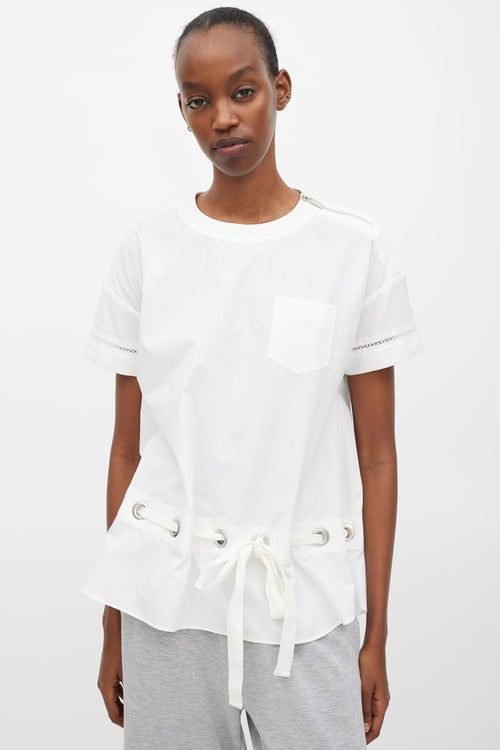 Sacai White & Silver Grommet T-Shirt