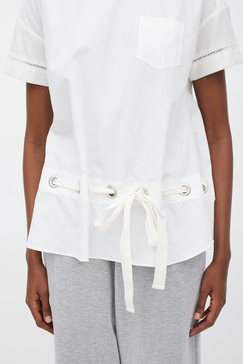Sacai White & Silver Grommet T-Shirt