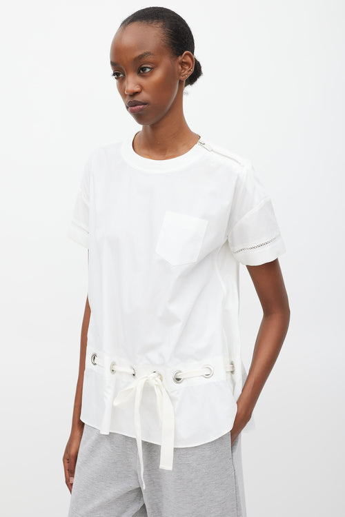 Sacai White & Silver Grommet T-Shirt