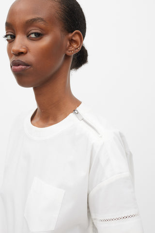 Sacai White & Silver Grommet T-Shirt