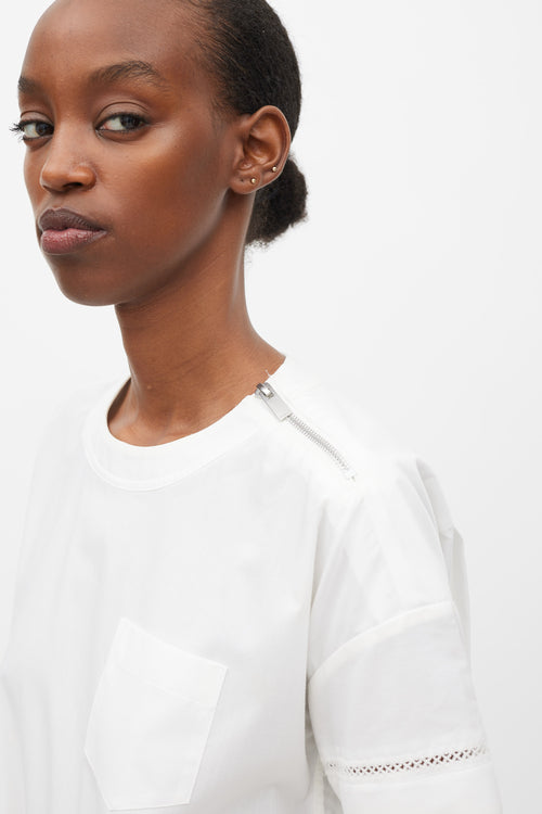 Sacai White & Silver Grommet T-Shirt