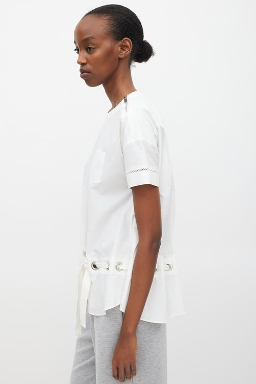 Sacai White & Silver Grommet T-Shirt