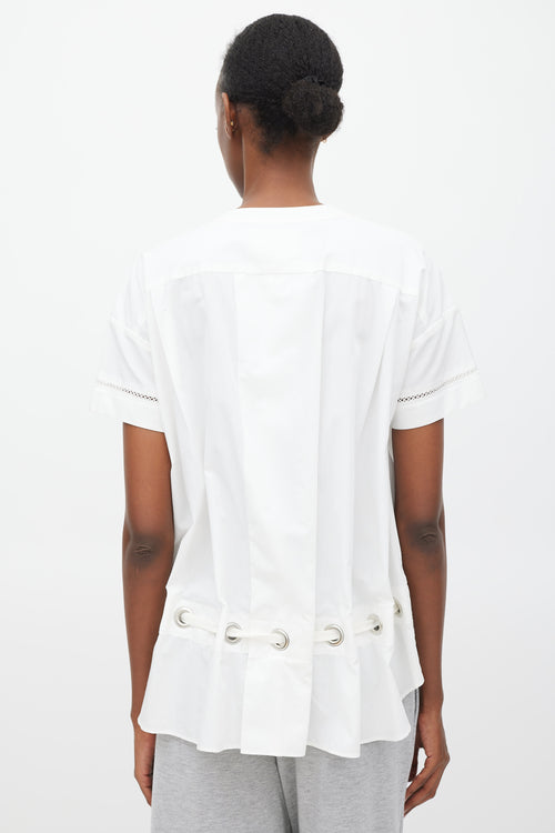 Sacai White & Silver Grommet T-Shirt