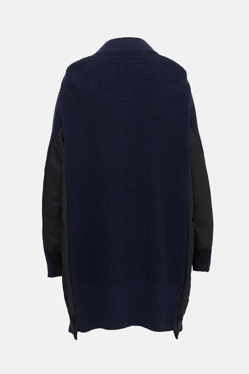 Sacai Wool & Nylon Panelled Cardigan