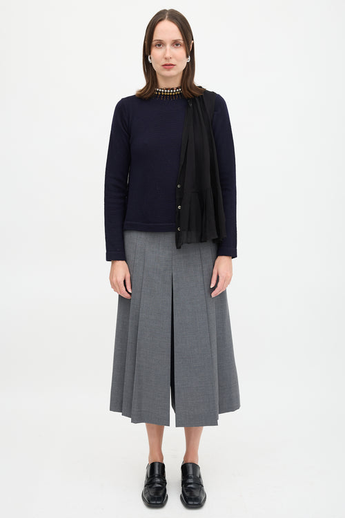 Sacai Wool & Silk Wraparound Sweater