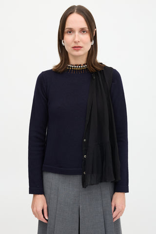 Sacai Wool & Silk Wraparound Sweater