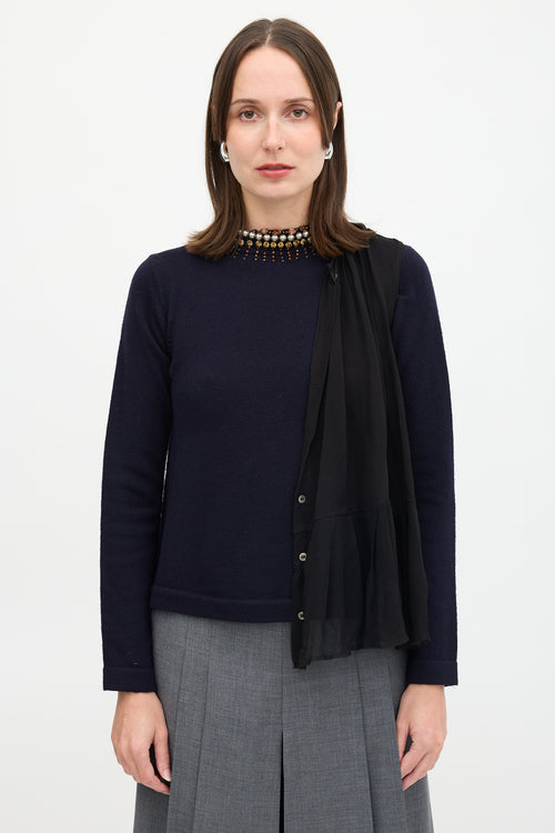 Sacai Wool & Silk Wraparound Sweater