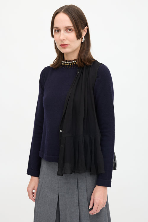 Sacai Wool & Silk Wraparound Sweater