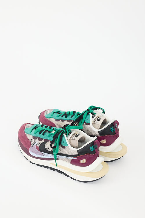 Sacai X Nike Burgundy & Multicolour Vaporwaffle Mesh Sneaker