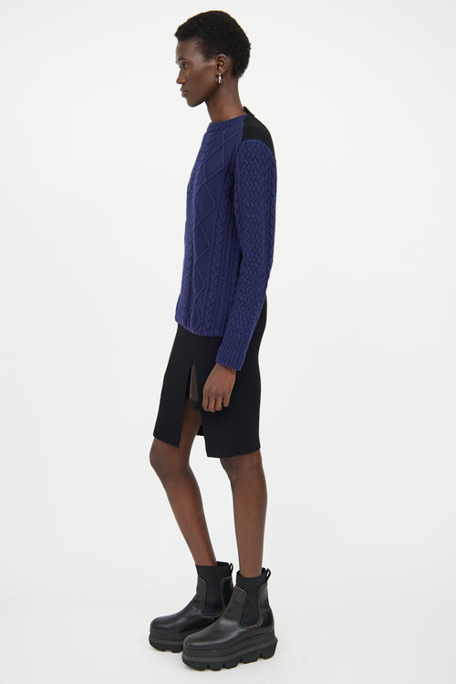 Sacai Luck Blue & Black Knit Panel Dress