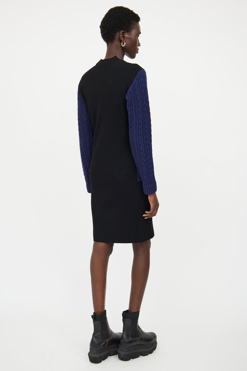 Sacai Luck Blue & Black Knit Panel Dress