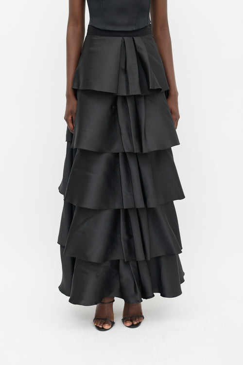 Sachin & Babi Black Ruffled Tiered Skirt