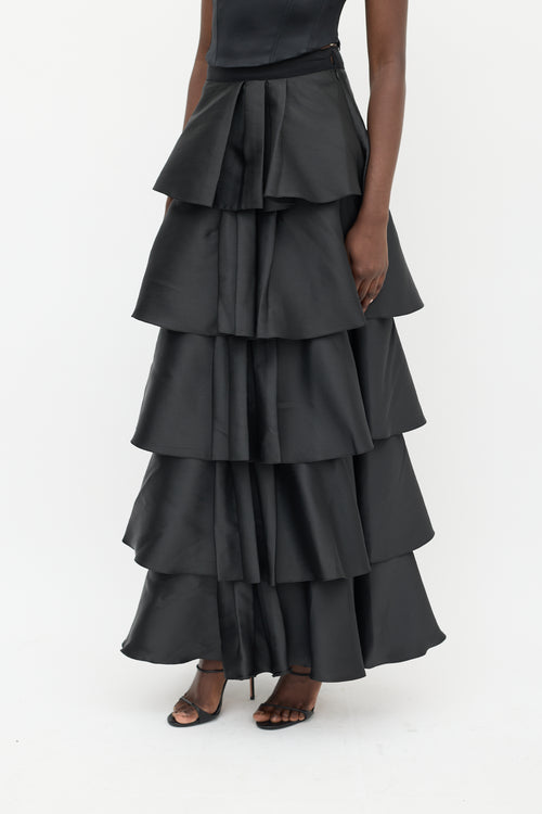 Sachin & Babi Black Ruffled Tiered Skirt