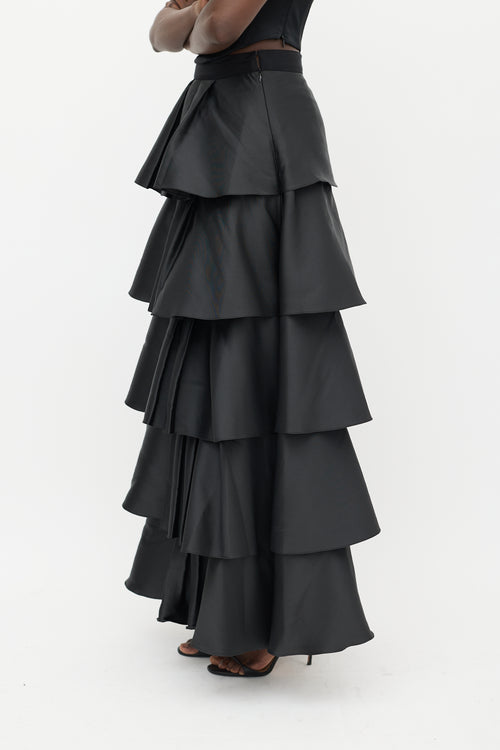 Sachin & Babi Black Ruffled Tiered Skirt