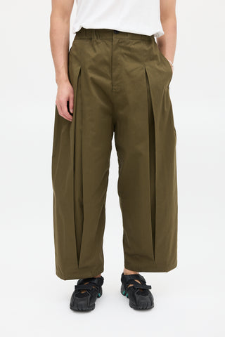 Sage Nation Green Pleated Wide Leg Trouser