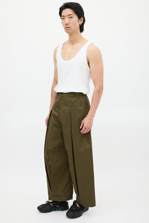 Sage Nation Green Pleated Wide Leg Trouser