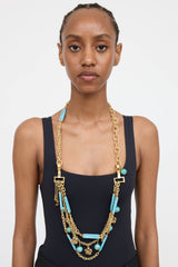 St.John Gold Tone Bead Necklace