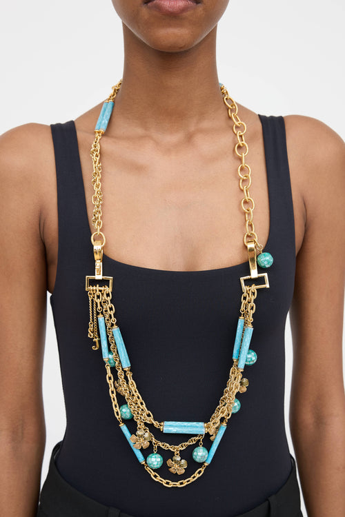 St.John Gold Tone Bead Necklace