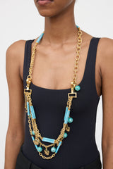 St.John Gold Tone Bead Necklace