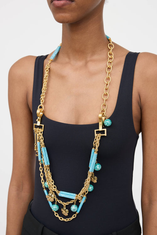 St.John Gold Tone Bead Necklace