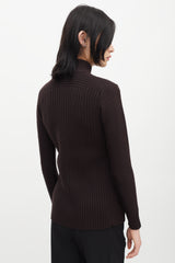 Saint Laurent 1960s Brown Wool Ribbed Knit Cardigan
