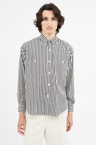 Saint Laurent 1980s Black & White Stripe Shirt