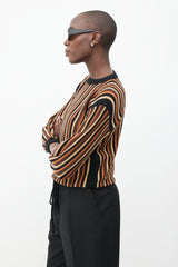 Saint Laurent 1980s Brown & Black Stripe Drawstring Sweater