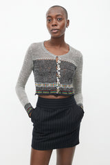 Saint Laurent 1990s Grey & Multi Knit Cardigan