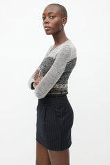 Saint Laurent 1990s Grey & Multi Knit Cardigan