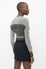 Saint Laurent 1990s Grey & Multi Knit Cardigan