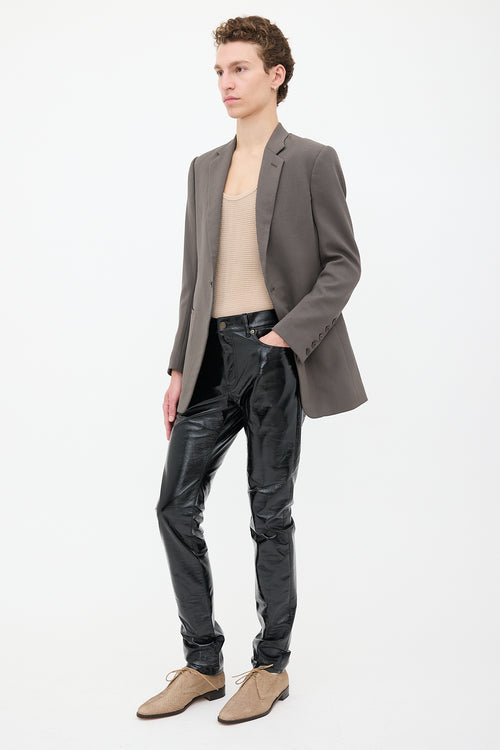 Saint Laurent 2013 Faux Patent Slim Leg Pant