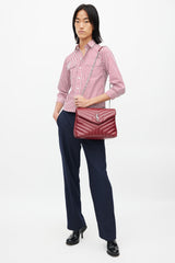 Saint Laurent 2017 Maroon & Silver Medium Loulou Shoulder Bag