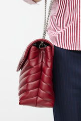 Saint Laurent 2017 Maroon & Silver Medium Loulou Shoulder Bag