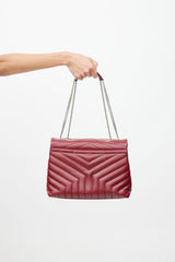 Saint Laurent 2017 Maroon & Silver Medium Loulou Shoulder Bag