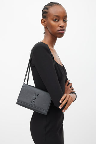 Saint Laurent 2018 Black Embossed Leather Small Kate Bag