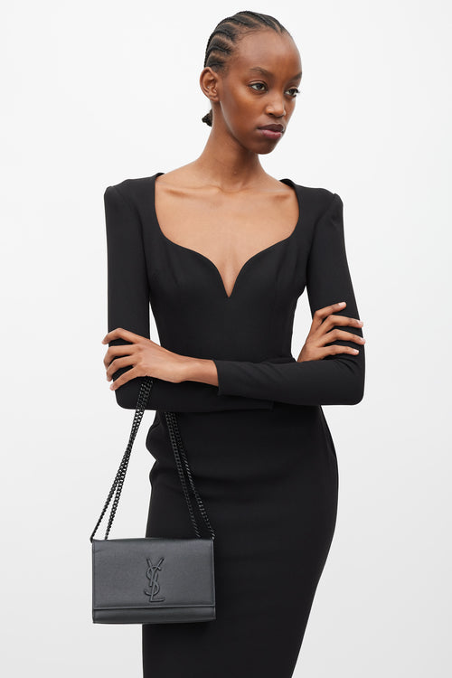 Saint Laurent 2018 Black Embossed Leather Small Kate Bag
