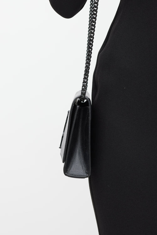 Saint Laurent 2018 Black Embossed Leather Small Kate Bag