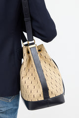 Saint Laurent 2019 Beige & Black Canvas Monogram Bucket Bag