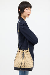 Saint Laurent 2019 Beige & Black Canvas Monogram Bucket Bag