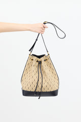 Saint Laurent 2019 Beige & Black Canvas Monogram Bucket Bag